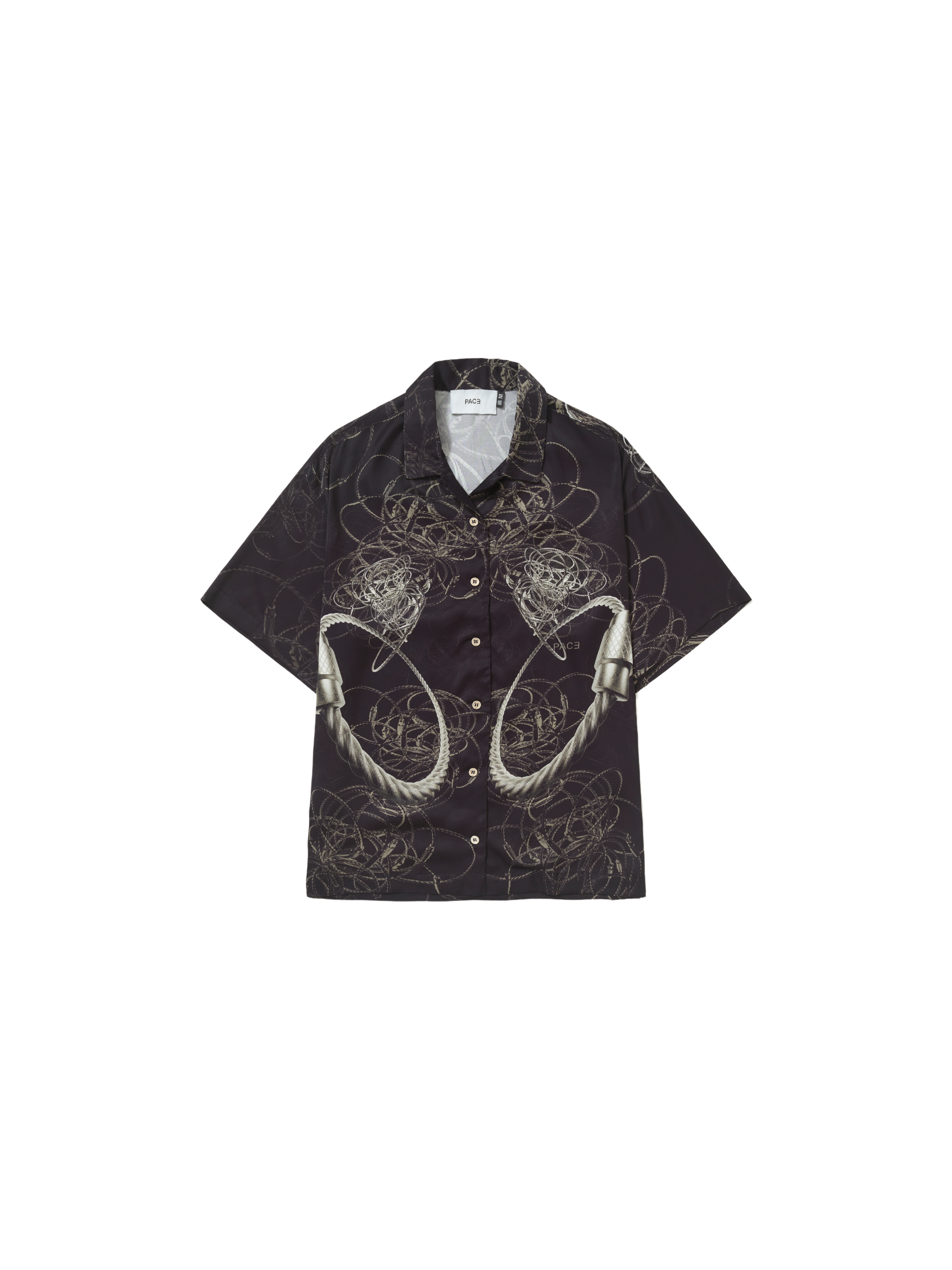 Steel Cable Cuban Collar Shirt "Black"